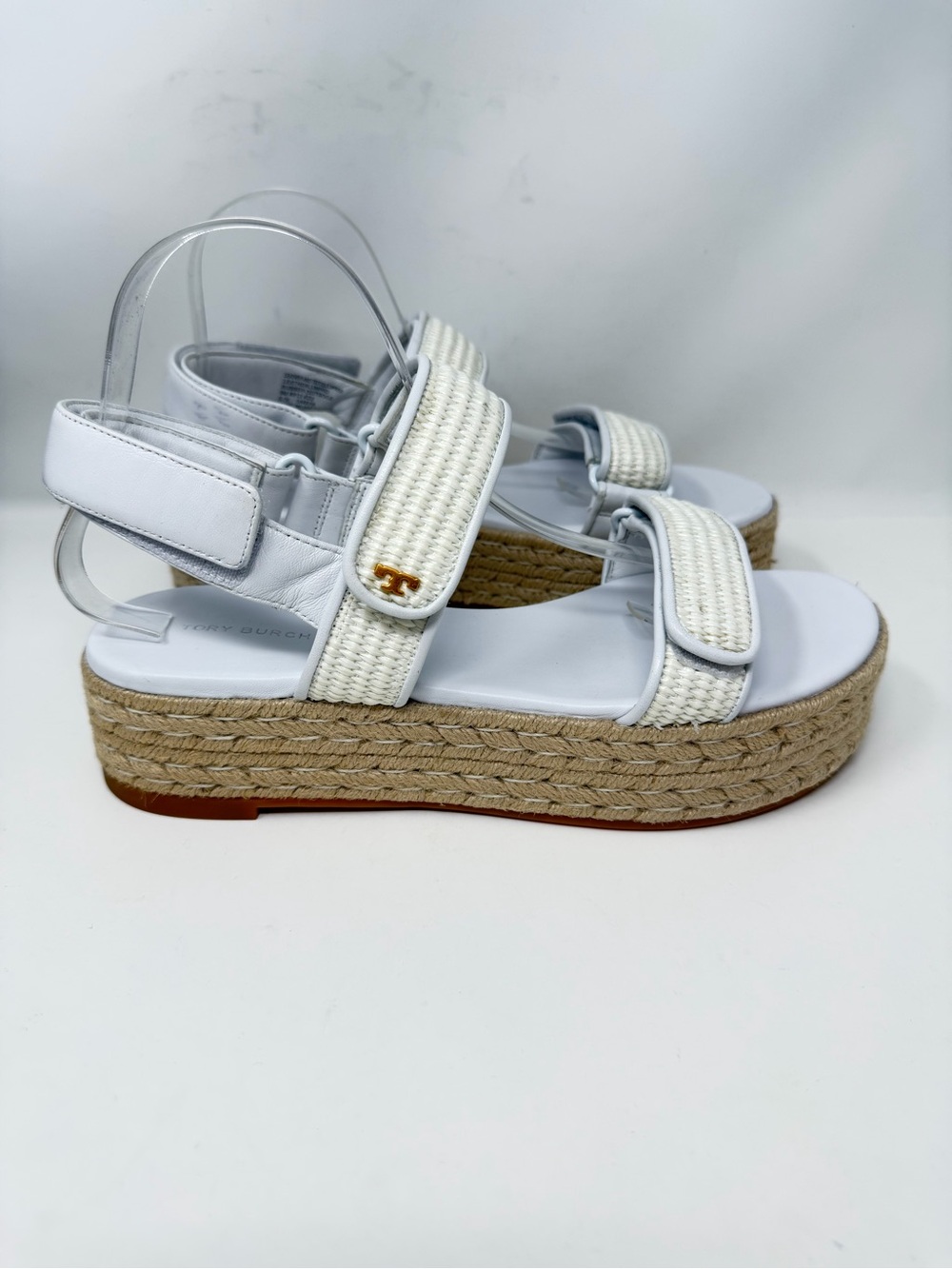 Tory Burch NWT Kira Sport Platform Espadrille Sandal Leather White Size 9